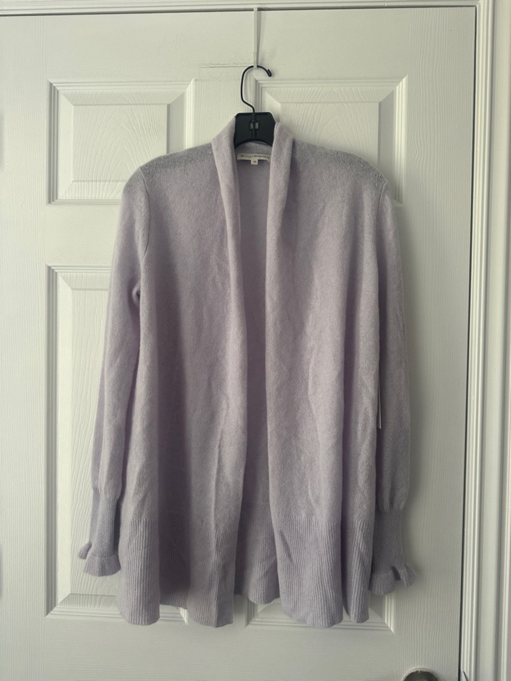 White + Warren Silver Lilac Heather
Ruffle Cuff Open Cardigan XS